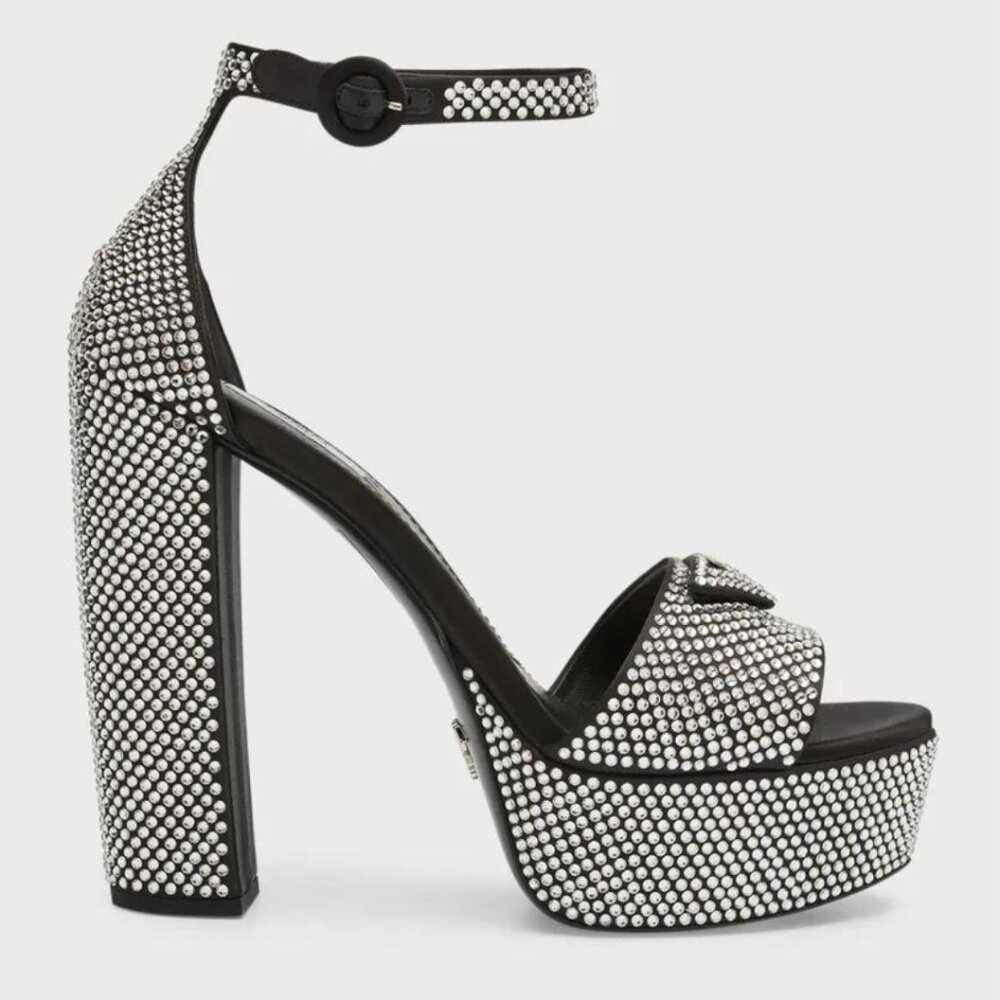 BRAND NEW - Prada Crystal Ankle-Strap Platform Sandals ($2,150)